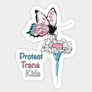 Protect Trans Kids Butterfly on Flower t-shirt Sticker